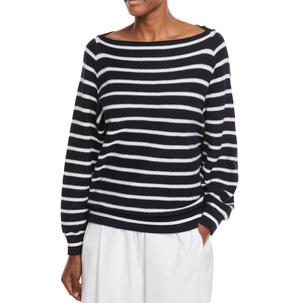 Vince Striped Waffle-Knit Pullover